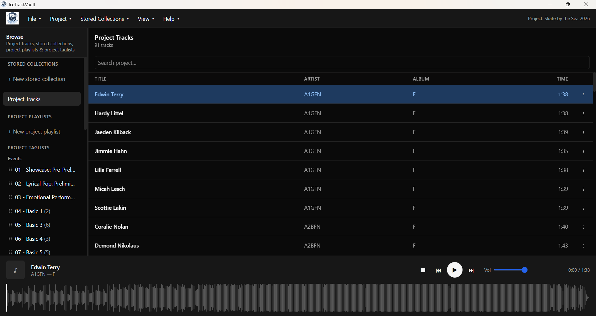 Tracks and events have been loaded